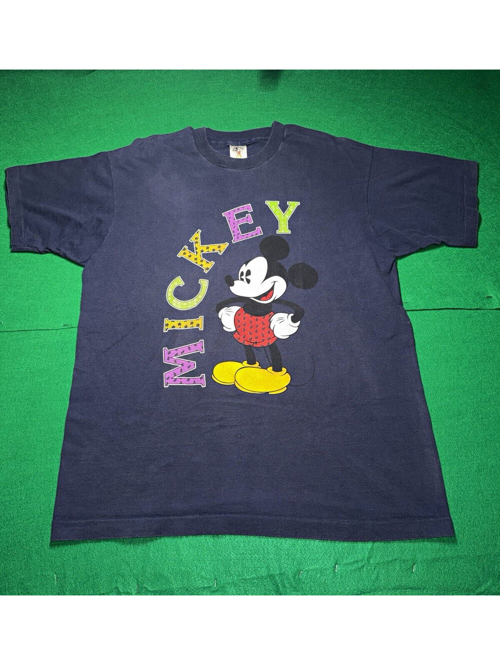 Disney Mickey Mouse Blue Graphic T-Shirt One Size Adult "MICKEY" Print